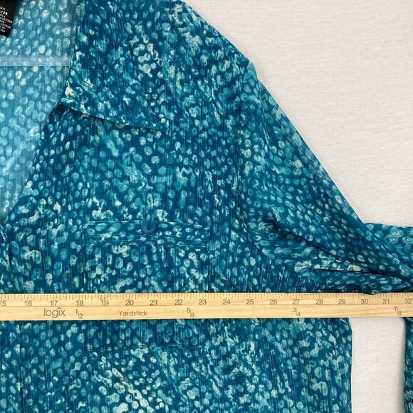Maggie Barnes Blue Abstract V Neck Soft Preppy Popover Blouse 3X - Picture 8 of 10